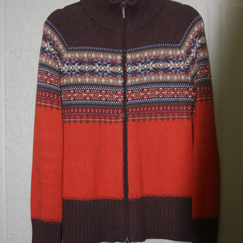 Eddie Bauer Fair Isle Sweater in rich earth tones